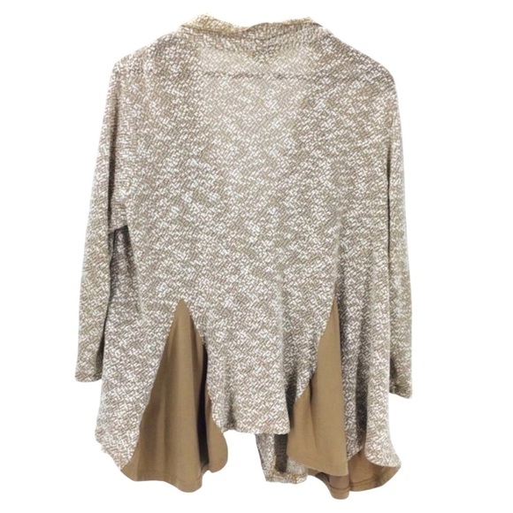 4/$45 SIMPLY Noelle Brown Off white Long Sleeve Asymmetrical Knit Cardigan XL - Picture 2 of 8